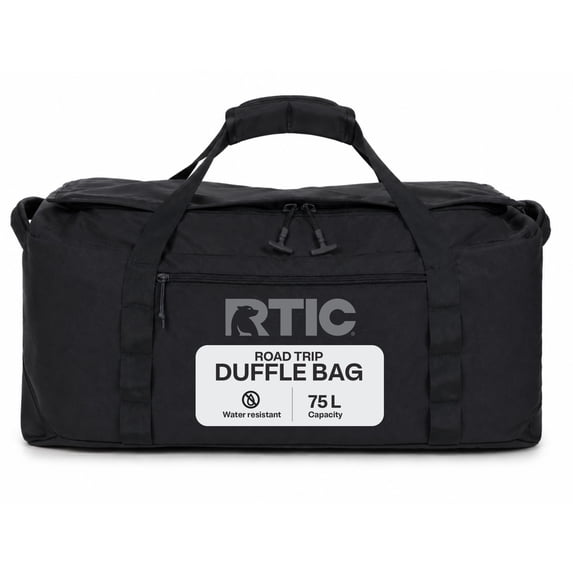 RTIC Road Trip Duffle Bag, Large, Water Resistant, Durable Fabric, Black