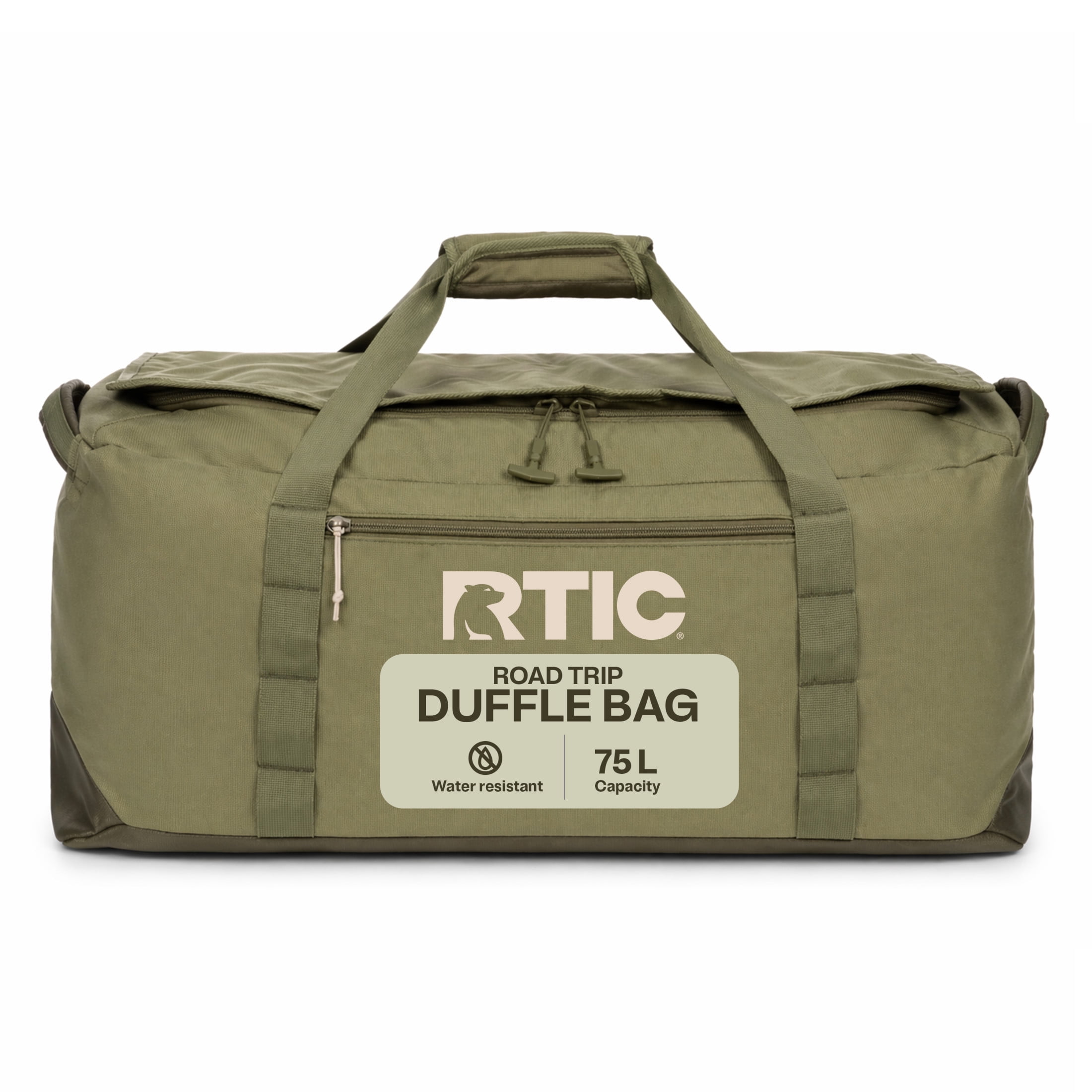 RTIC Road Trip Duffle Bag, Large, Water Resistant, Durable Fabric, Olive & Beach