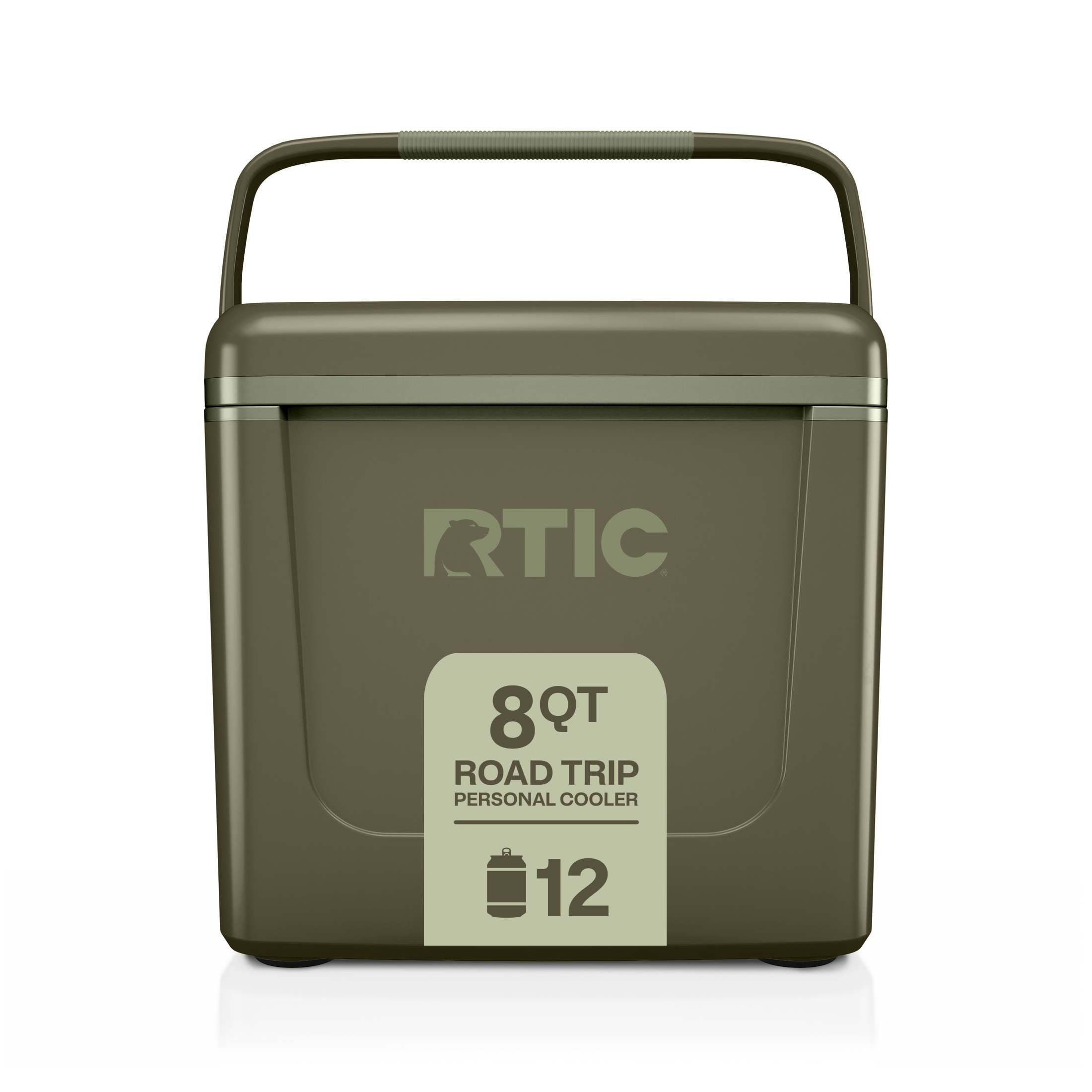 RTIC 8 QT, 12 Can Ice Chest Cooler Hard-Sided, Olive, Road Trip