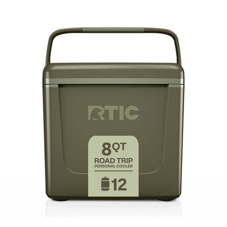 RTIC 8 QT, 12 Can Ice Chest Cooler Hard-Sided, Olive, Road Trip Personal Cooler