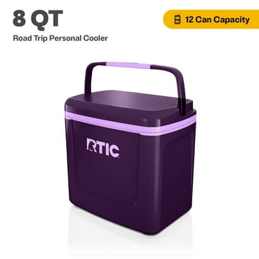 RTIC Road Trip Personal Cooler, 8 QT, 12 Can Hard-Sided Ice Chest Cooler, Plum/Lavender
