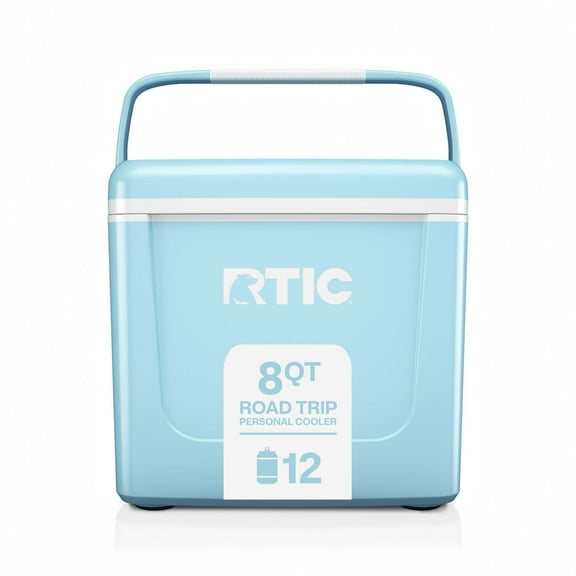 RTIC 8 QT, 12 Can Ice Chest Cooler Hard-Sided, RTIC Ice, Road Trip Personal Cooler