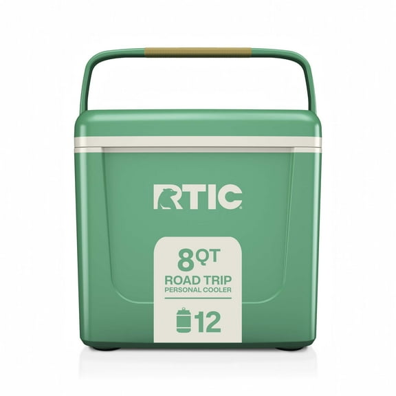 RTIC 8 QT, 12 Can Ice Chest Cooler Hard-Sided, Sage & Beach, Road Trip Personal Cooler