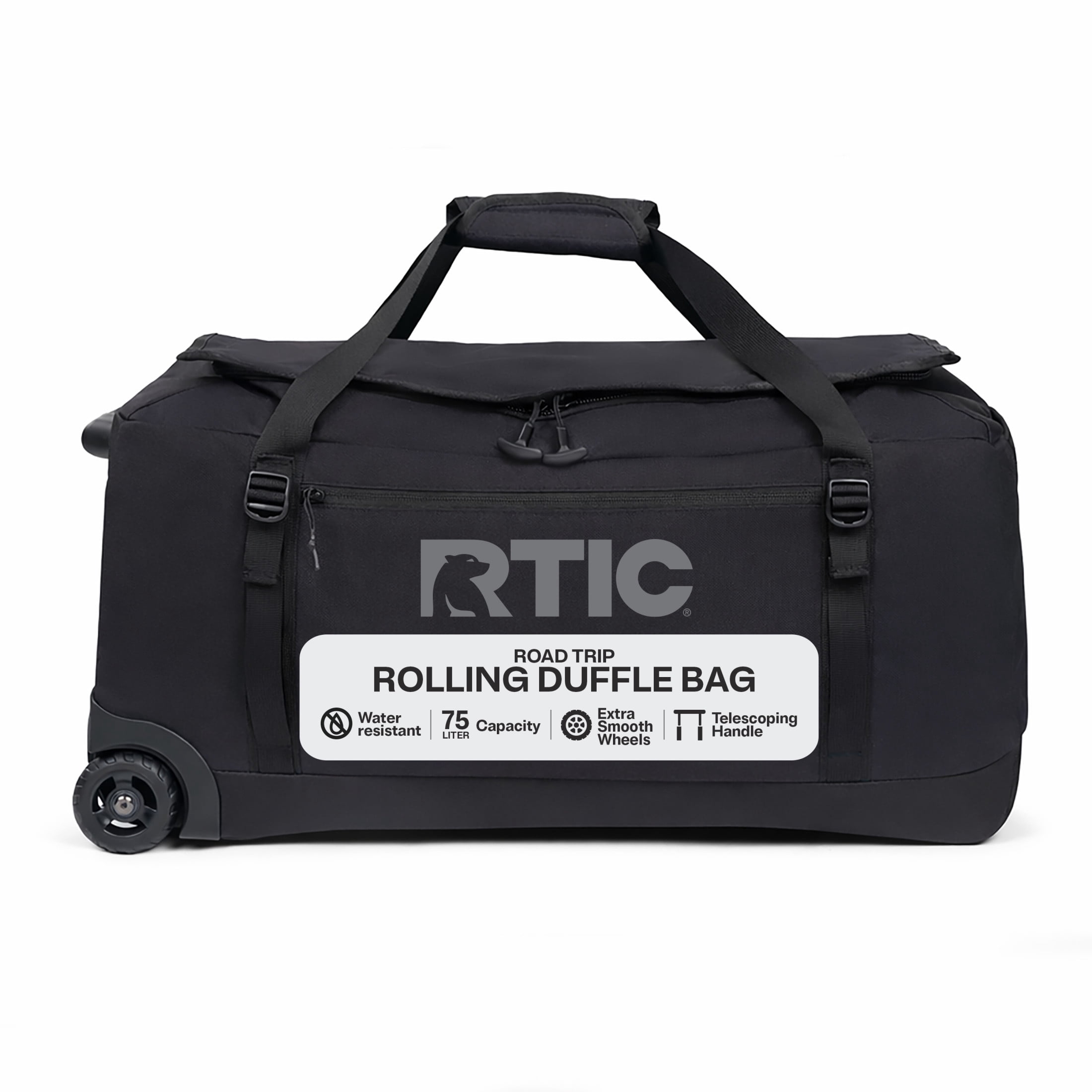 RTIC Road Trip Rolling Duffle Bag, Large, Water Resistant and