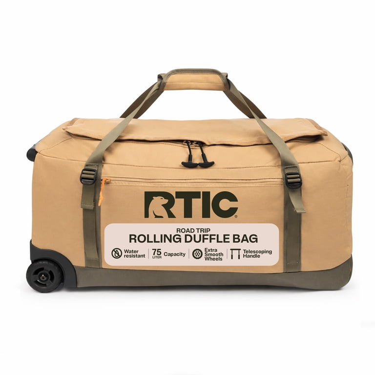 RTIC Road Trip Rolling Duffle Bag, Large, Water Resistant and
