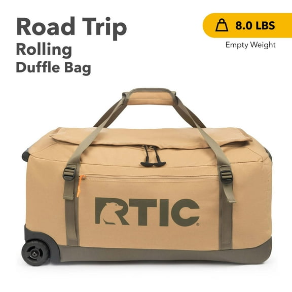 RTIC Road Trip Rolling Duffle Bag, Large, Water Resistant and Wheeled, Trailblazer