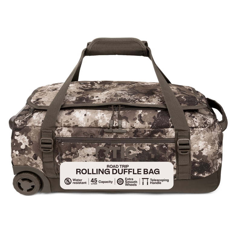 RTIC Road Trip Rolling Duffle Bag, Medium, Water-Resistant and