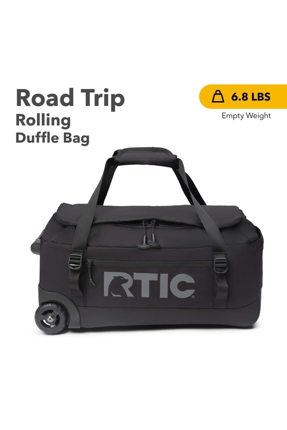 Road Trip Rolling Duffle Bag, Medium, Water-Resistant and Wheeled, Black
