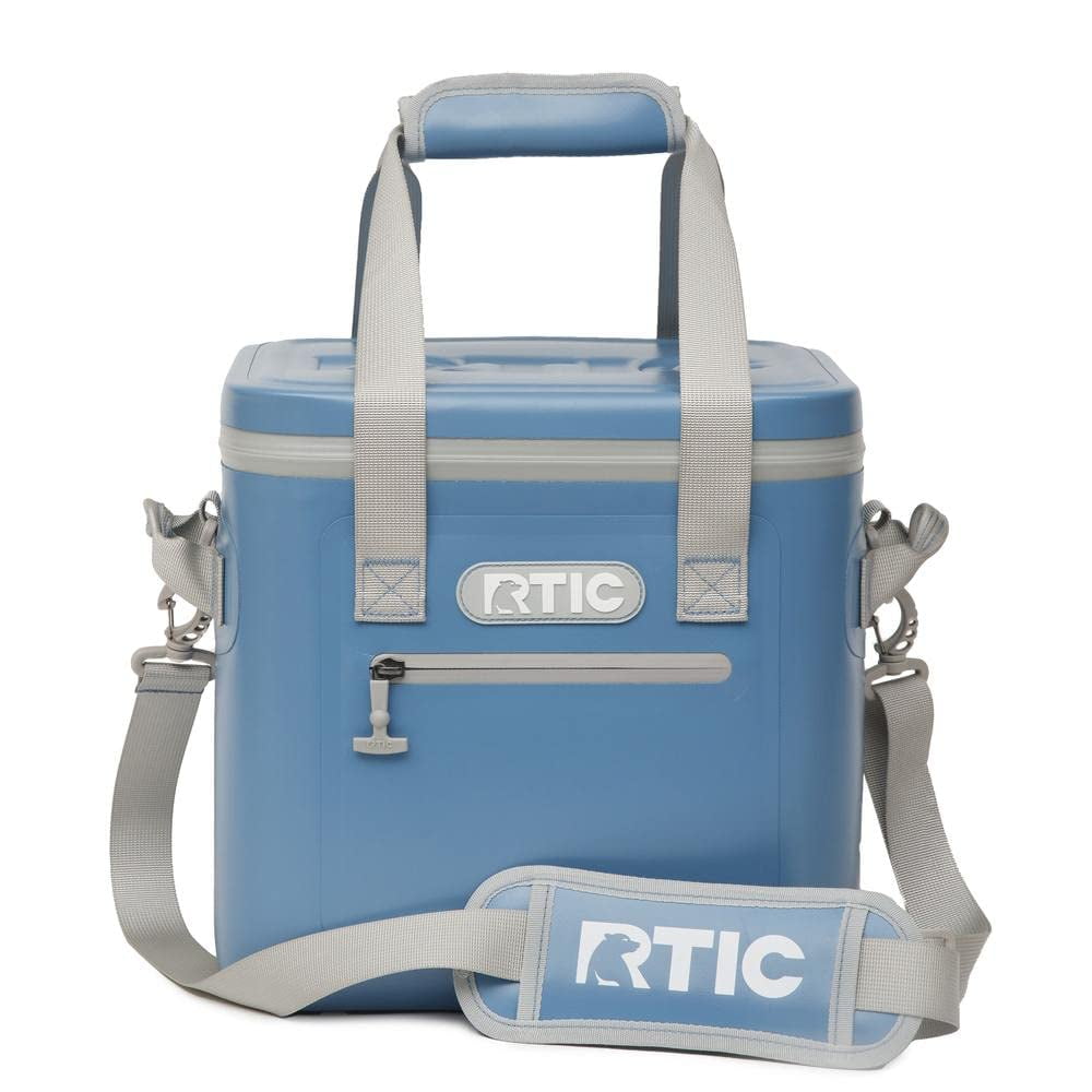RTIC Soft Cooler 12 Can, Insulated Bag Portable Ice Chest Box for Lunch,  Beach, Drink, Beverage, Travel, Camping, Picnic, Car, Trips, Floating Cooler  Leak-Proof with Zipper, Slate Blue 