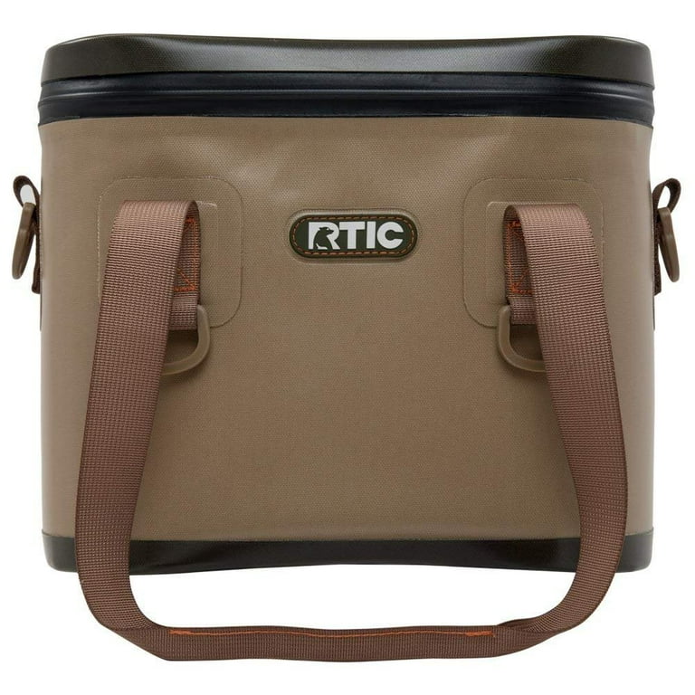 RTIC Soft Cooler 8, Tan, Insulated Bag, Leak Proof Zipper, Keeps