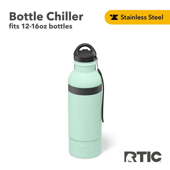 RTIC Stainless Steel Insulated Bottle Chiller with Lid, Fits 12oz or 16oz, Fresh Mint