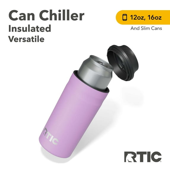 RTIC Stainless Steel Insulated Can Chiller with Lid, Fits 12 oz, 16oz, Lavender