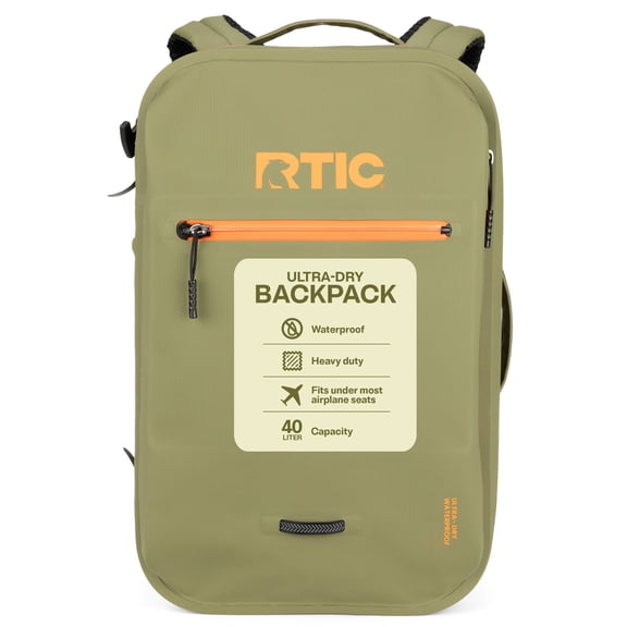 RTIC Ultra-Dry Backpack, Waterproof, Laptop Compartment, 26 Liters, Olive & Orange