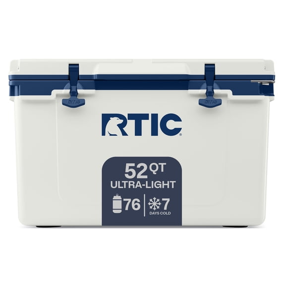 RTIC 52 Qt 76-Can Ultra-Light Ice Chest Cooler, Cool Grey & Navy