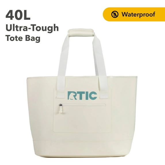 RTIC Ultra-Tough Tote Bag, 40 Ltr Fully Waterproof Bag, Ivory