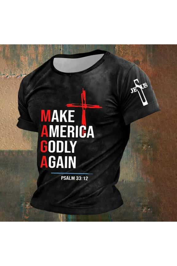 Classic Men's Easter Religious Shirt Vintage Jesus Faith Christ Print Short Sleeve T-Shirt Retro Graphic Holiday Tee Soft Touch Performance Fabric Spiritual Apparel Black S-XXL