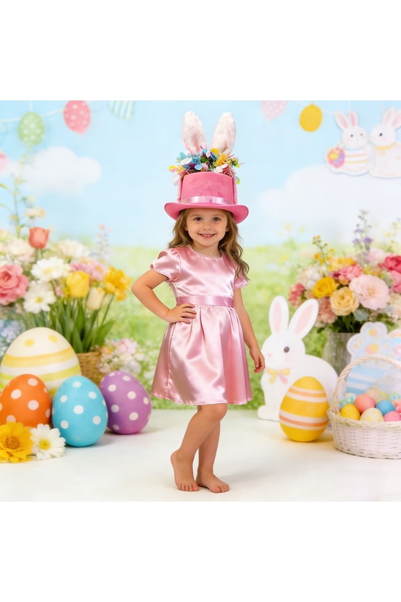Easter Bunny Top Hat Costume with Rabbit Ears Plush Magic Hat for Easter Party Cosplay and Holiday Dress Up