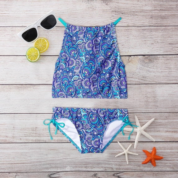 RTKFRFL Girls Swimsuit Sporty 2 Piece Vacation Beach Bathing Suit Beachwear Swimwear