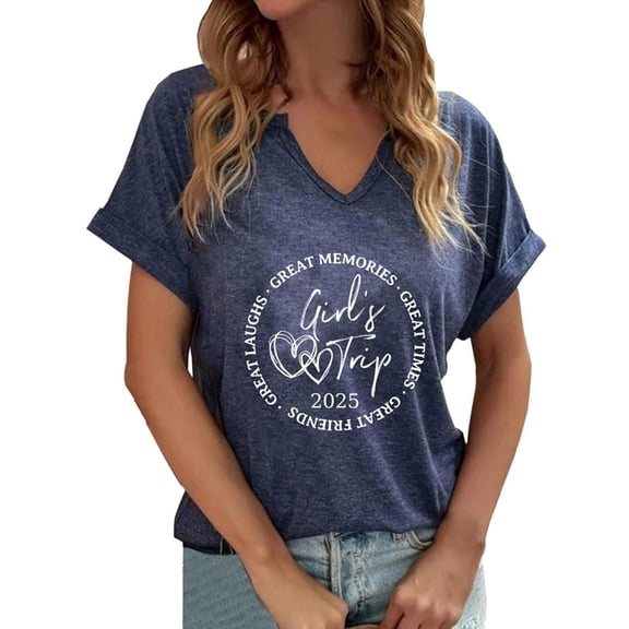 RTKFRFL Girls Trip Shirts 2025 For Women Girl Vacation Weekend Matching Tshirts Summer Vacay Mode Graphic Tees