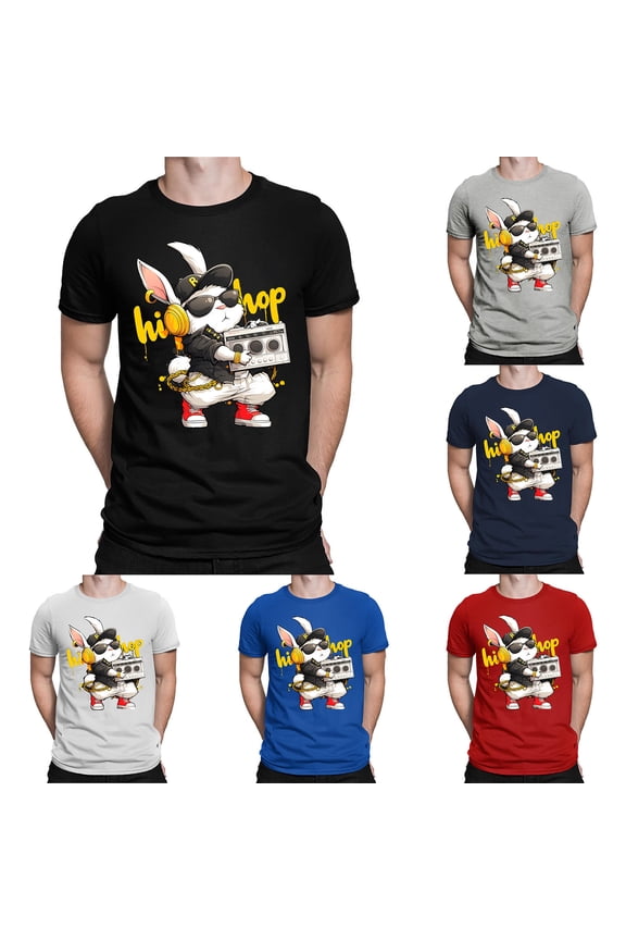 Men's Easter Fashion Designer Tee Hop Streetwear Short Sleeve Graphic T-Shirt Summer Holiday Print Top Soft Breathable Performance Fabric Clothing for Men Multicolor S-XXL