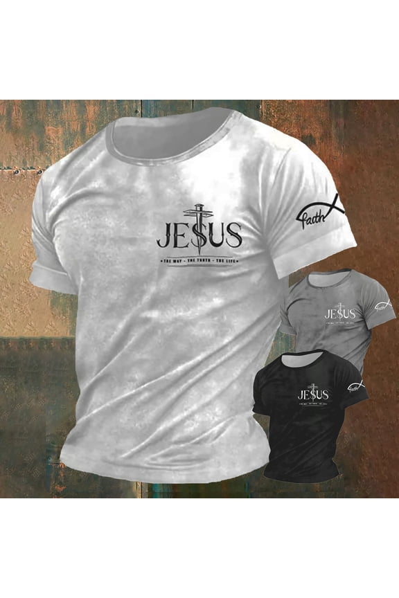 Men's Vintage Easter Faith Tee Christian Religious Jesus Graphic Short Sleeve T-Shirt Retro Holiday Fashion Top Casual Comfort Fit Spiritual for Spring Multicolor S-3XL