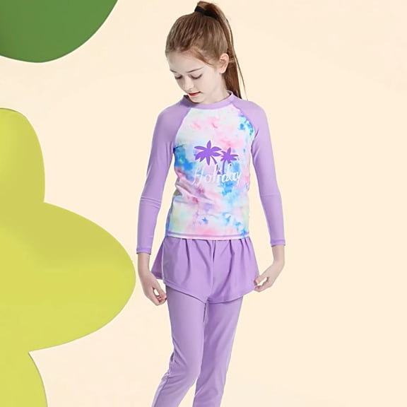 RTKFRFL Swimsuits For Teens Kids 2 Piece Long Sleeves Quick Dry Rash Guard Shirt + Swim Trunks Bathing Suit Beachwear Swimwear