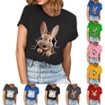 thumbnail image 1 of RTKFRFL Women’s Easter Bunny Graphic T-Shirt Casual Short Sleeve Holiday Tee Cute Festive Top for Spring Outfits, 1 of 5