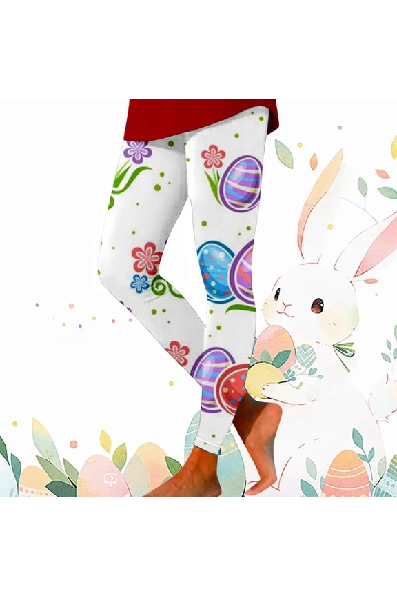 Women’s Easter High Rise Printed Leggings Push Up Yoga Pants Stretchy Fitness Workout Bottoms