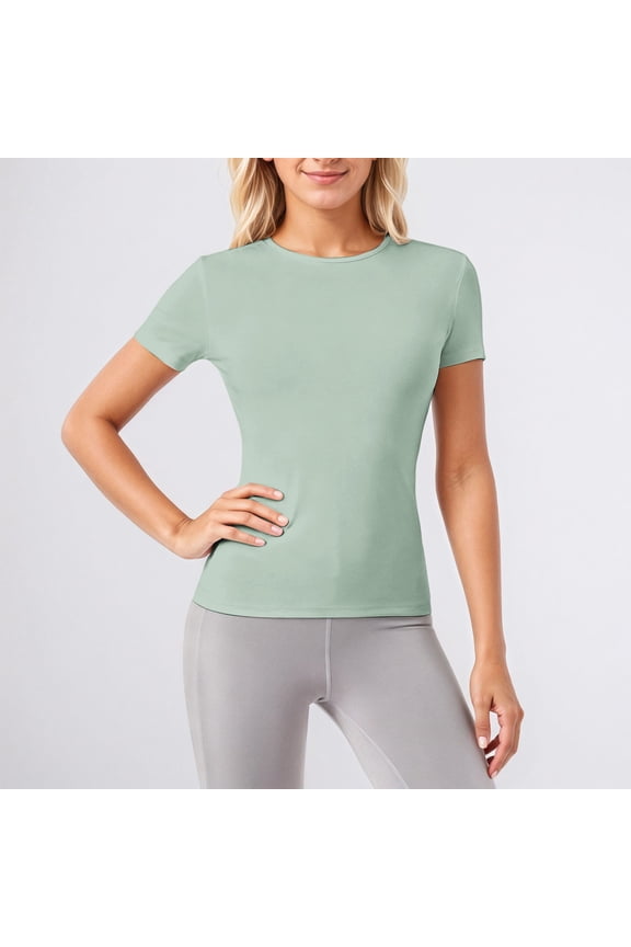 Activewear Tops For Women Yoga Short Sleeve Slim Fit Gym Workout Shirts Breathable Summer Clothing Trendy Ladies Running Sports Pullover Tunic Blouse Tee