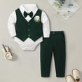 thumbnail image 1 of RTKFRFLM Baby Boys Gentleman 3 Piece Formal Suit Set for Autumn Birthday Party Wedding Guest Outfit with Shirt Vest and Pants Toddler First Birthday Gift Green 6-12 Months, 1 of 4