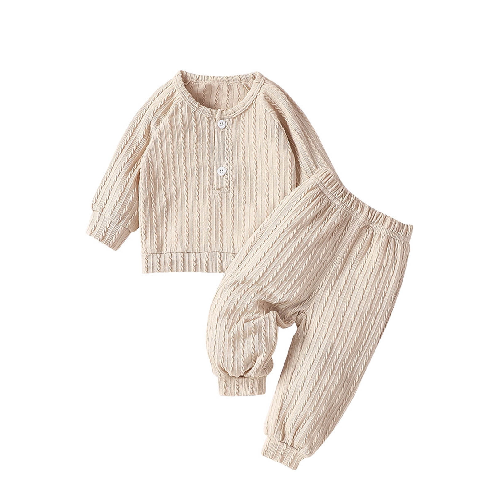 Baby Winter Fleece Knit Sweater & Pants Set – Warm Mustard Yellow main image 1