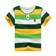thumbnail image 1 of RTKFRFLM Baby Boys Striped T-Shirt Summer Short Sleeve Colorful Cotton Tee Light Green 6-7 Years, 1 of 2