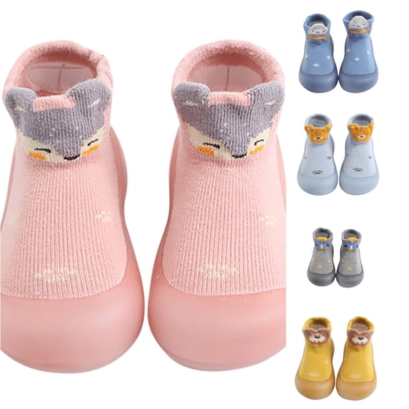 RTKFRFLM Baby Floor Socks Skid-Resistant Knit Socks Cartoon Pattern Anti-Drop Elastic Cuff Walking Footwear Infant