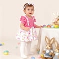 thumbnail image 1 of RTKFRFLM Baby Girls Easter Dress Ribbed Short Sleeve Suspender Tutu Gown Pink 3-6 Months, 1 of 4