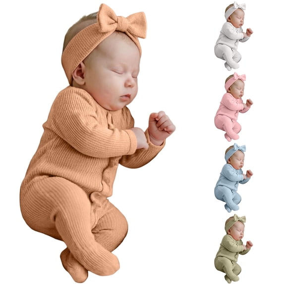 RTKFRFLM Baby Girls Footed Romper Long Sleeve Footie Sleep and Play Onesie Jumpsuit Newborn Infant Clothes