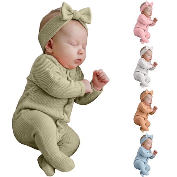 RTKFRFLM Baby Girls Footed Romper Long Sleeve Footie Sleep and Play Onesie Jumpsuit Newborn Infant Clothes