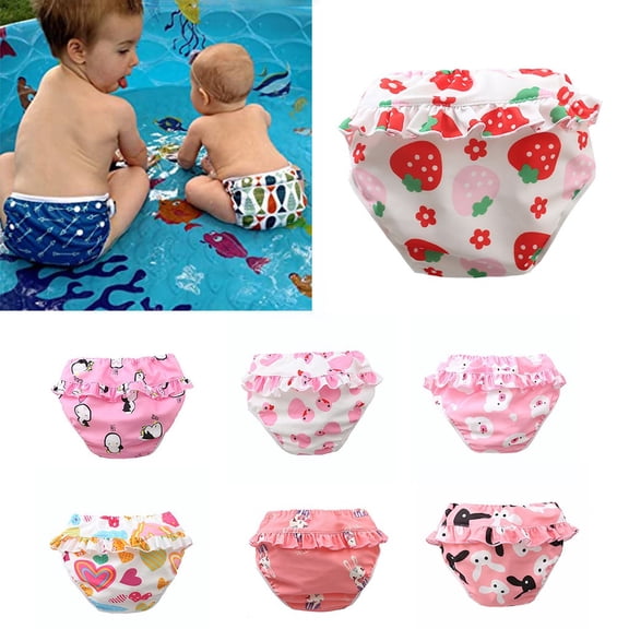 RTKFRFLM Baby Girls Reusable Swim Diaper Washable Leak-proof Waterproof Ruffle Swim Bottoms for Infants Ages 1-5 Pool Wear