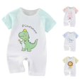 thumbnail image 1 of RTKFRFLM Baby Jumpsuit Color Block Short Sleeve Cartoon Pattern Ribbed Knit Romper One Piece Bodysuit Outfits 3-18M, 1 of 6