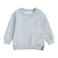 thumbnail image 1 of RTKFRFLM Baby Lined Sweatshirt Solid Color Warm Pullover Top for Toddlers Beige 9-12 Months, 1 of 2