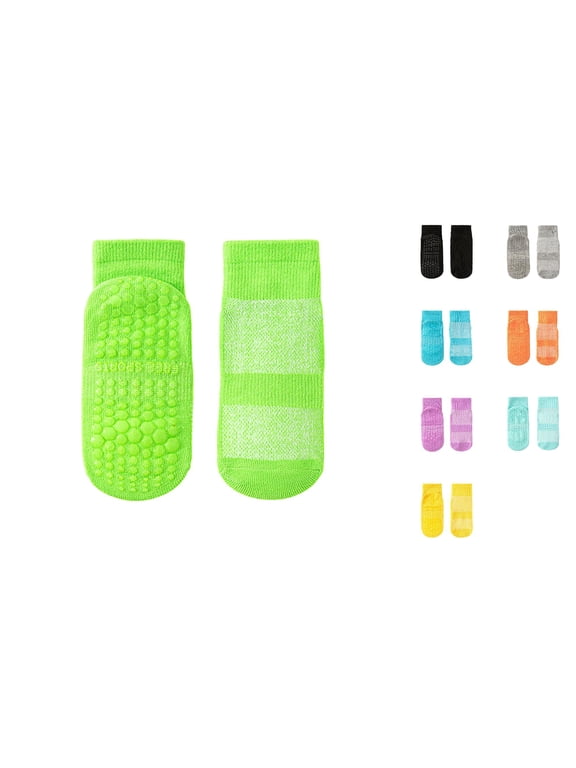 Baby Non- Floor Socks Mesh Trampoline Grip Socks for First Walkers Black 5-8 Years