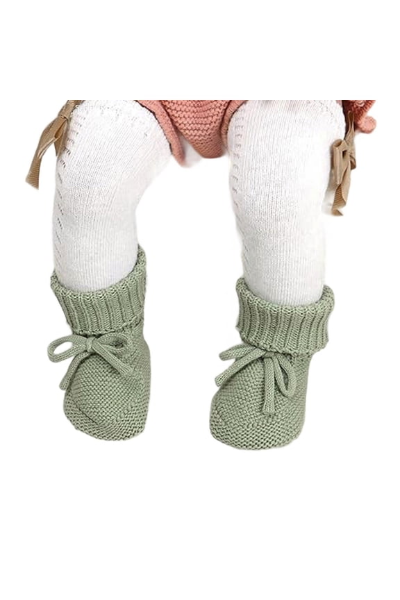 Baby Socks with Non-Slip Sole, Soft Knitted Booties with Bow - First Walking & Indoor Grip Socks for Infants