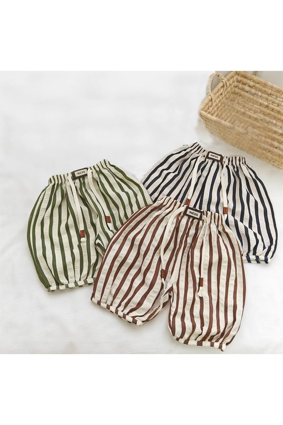 Baby Striped Mosquito-Proof Pants 3/4 Length Breathable Harem Trousers Green 6-12 Months