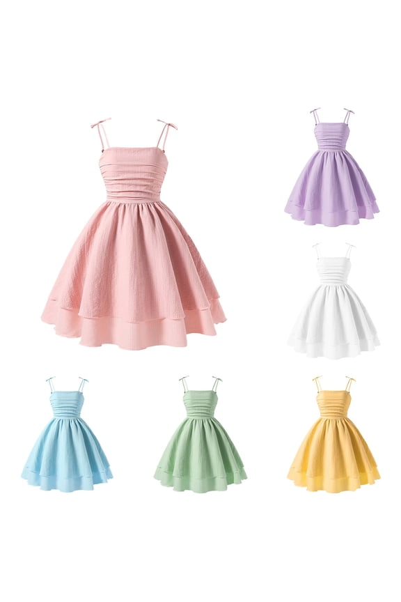 Big Girls Dress Spring Summer Spaghetti Strap Princess Pageant Formal Evening Gown Party Clothes for Kids