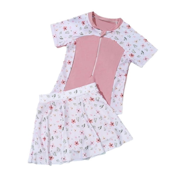 RTKFRFLM Big Girls Sweet Princess 2-Piece Swimsuit Ruffled Trim Flutter Sleeve Bathing Suit for Indoor Spring and Pool Swimming