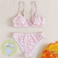 thumbnail image 1 of RTKFRFLM Big Kids Girls V-Neck Floral Print High-Waist Split Bikini Summer Beach Pool Outfit Cute Adjustable Swimwear, 1 of 5