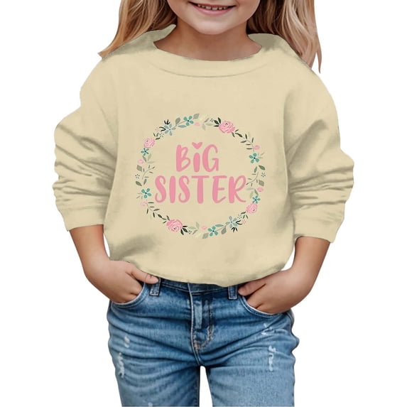 RTKFRFLM Big Sister Sweatshirt Toddler Girls Kids Red Graphic Crewneck Pullover Long Sleeve Tops Casual Cute Outfit Clothes
