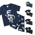 thumbnail image 1 of RTKFRFLM Boys 2 Piece Black Dinosaur T Shirt Shorts Set Kids Summer Outfit, 1 of 5