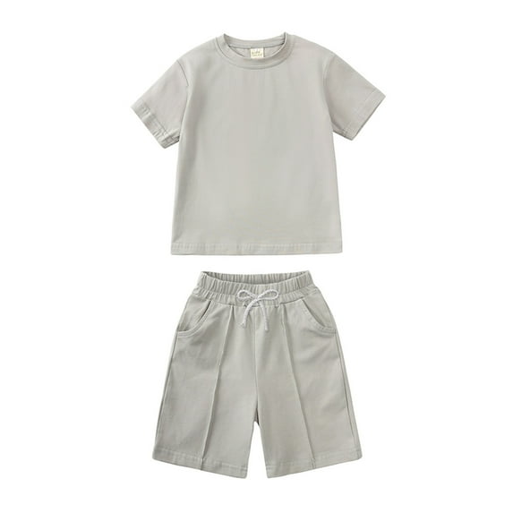 RTKFRFLM Boys 2-Piece Summer Set Relaxed Fit Short Sleeve T-Shirt and Shorts Outfit Blue 7-8 Years