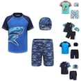 thumbnail image 1 of RTKFRFLM Boys 3-Piece Swimsuit Set Athletic Training Rash Guard and Trunks for Students Grey 7-8 Years, 1 of 4