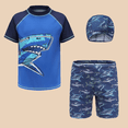 thumbnail image 1 of RTKFRFLM Boys 3-Piece Swimsuit Set Athletic Training Rash Guard and Trunks for Students Grey 7-8 Years, 1 of 3